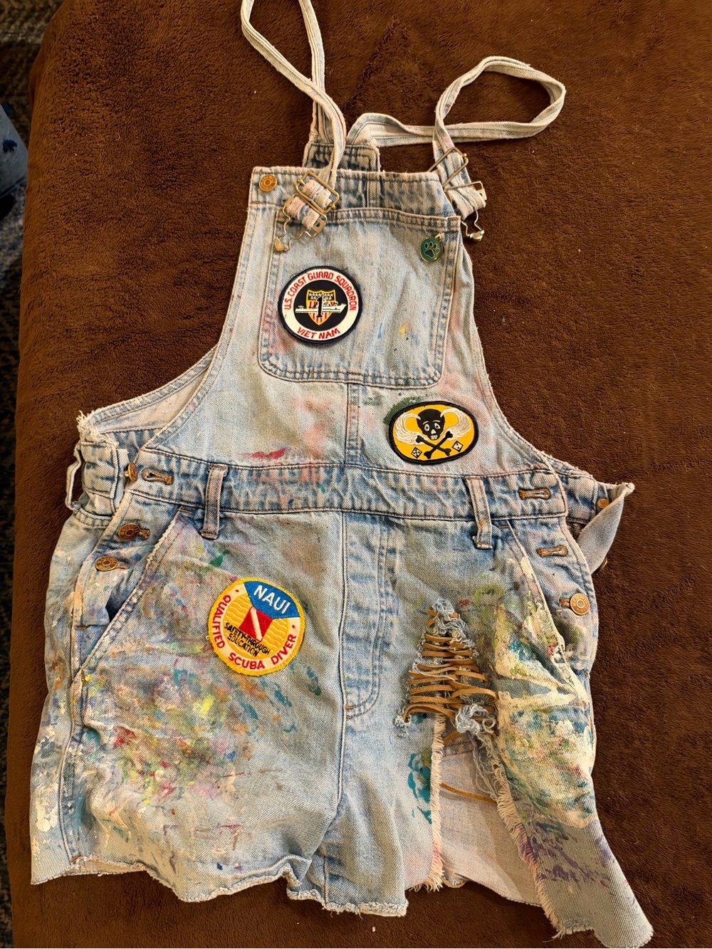 Madewell Light Blue Paint-Splattered Denim Overalls